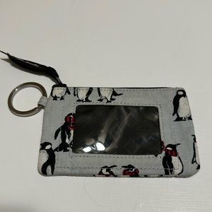 Vera Bradley Grey and Black Penguins Zip ID Case